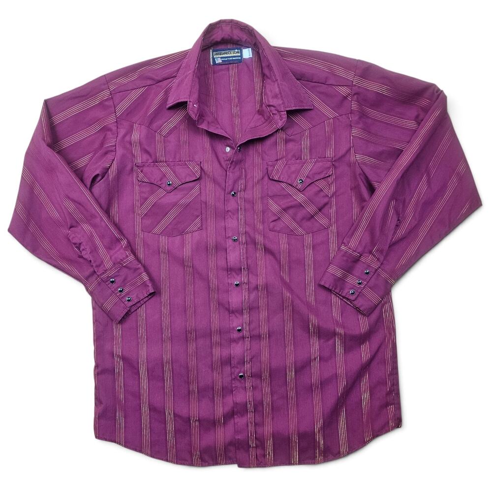 PANHANDLE SLIM Western Pearl Snap Shirt Mens XL VTG 80s USA Striped Retro Cowboy